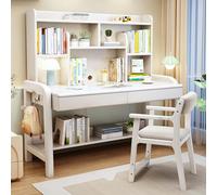 SXZenSpace Home Computer Desk with Drawers ＆ Desktop Hutch, Modern Student Study Table/Workstatio for Office(33Inch, White)