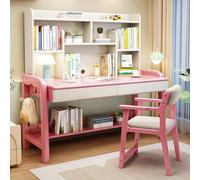 SXZenSpace Home Computer Desk with Drawers ＆ Desktop Hutch, Modern Student Study Table/Workstatio for Office(41Inch, Pink)