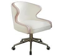 SXZenSpace Home Office Chair With Arms Upholstered Leather Desk Chairs Ergonomic Lumbar Support Rolling Computer Gaming For Office,Study, Vanity,Bedroom(White B)