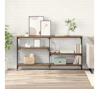 SXZenSpace Industrial Console Table 150 x 29 76.5 cm Old Wood & Black Metal Frame 3-Tier Shelf Storage for Living Room Entryway Corridor