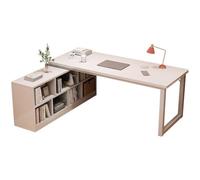 SXZenSpace L Shaped with Storage Cabinet, Corner Reversible Writing Study Table for Bedroom(Small)