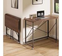 SXZenSpace Locking Wheels Mobile Study Desk - Small Office on for Spaces/Home Industrial Folding with Computer Writing