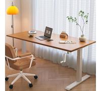 SXZenSpace Manual Standing Desk,Adjustable Height Desk,Study Writing Table,Stand Up Computer Table for Home Office,Bedroom,Standing Workstation with Foldable Handle,Cherry Wood(C3,47.2" L x 2