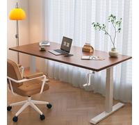 SXZenSpace Manual Standing Desk,Adjustable Height Desk,Study Writing Table,Stand Up Computer Table for Home Office,Bedroom,Standing Workstation with Foldable Handle,Cherry Wood(A2,63 L x 23.6