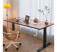 SXZenSpace Manual Standing Desk,Adjustable Height Desk,Study Writing Table,Stand Up Computer Table for Home Office,Bedroom,Standing Workstation with Foldable Handle,Cherry Wood(A1,47.2" L x 2