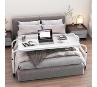 SXZenSpace Medical Table,Overbed Table Mobile Desk Nursing Laptop Over Bed Adjustable 115-210cm Hospital Overbed with Wheels for Home and Use(Color:White)