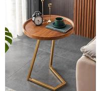 SXZenSpace Mobile C-Shaped Small End Table,Wood Modern Round Side Table Simple Sofa Living Room Accent for Room, Bedroom,A,50x50x60cm(20x20x24inch)