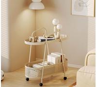SXZenSpace Mobile Side Table, Modern 2 Tier Small End Tablewith Metal Frame Bed Table with wheels Tray for Couch Arm Nursery, Laundry,A,28x60cm(11x24inch)