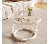 SXZenSpace Modern Glass Coffee Table,Round End Table with Ring Metal Frame Center for Decoration Small Stylish Side Living Room Study Office,F,50x50x45cm(20x20x18)