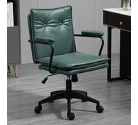SXZenSpace Modern Home Office Chair,Pu Leather Mid-back Desk Chair Executive Computer Adjustable,Cute Vanity Comfy Swivel Vintage Task with Wheels And Arms