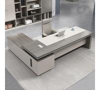 SXZenSpace Modern L Shaped Executive Desk with 2 Lockable Drawers, Gray Wood Shape Heat Dissipation Device, Compartment Storages, Large Computer Table (Right, 63" x W 29.5" H)