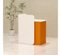 SXZenSpace Modern Reception Desk Counter with Lockable Drawer for Office Wooden Computer Front Retail Checkout in Room Lobby Beauty Salon and Supermarket (White + Orange