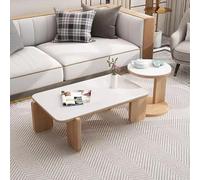 SXZenSpace Modern Rectangular Coffee Table,Nordic Wood Center Table for Living Room with Sturdy Legs Minimalist Side End Home, Office,B,120cm(47'')+50cm(20'')