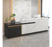 SXZenSpace Modern Retail Checkout Counter, Reception Table,Front Checkout,Retail Counter for with led Lights,Retail Checkout(C-2,47.2x23.6x39.4in)