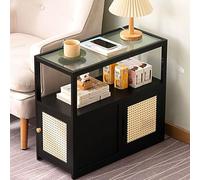 SXZenSpace Modern Side Table With wheels Mobile,Mid Century Retro Small End 2 Tier That Slide Under Easy Assembly for Living Room Bedroom,C,67x30x62cm(26x12x24inch)