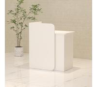 SXZenSpace Modern White Reception Desk Counter with Lockable Drawer for Office Beauty Salon Supermarket Wooden Computer Front Retail Room Checkout Lobby (60x45x95cm)
