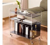 SXZenSpace Movable Sofa Side Table Small Coffee Tables Kitchen Storage Rack Sideboards Acrylic End with Wheels for Living Room Balcony Office(Black,68cm)