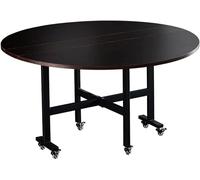 SXZenSpace Multifunctional Drop Leaf Dining Table With Wheels, Foldable Kitchen Round Table, Extendable Small, Space Saving Restaurant