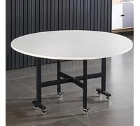 SXZenSpace Multifunctional Drop Leaf Dining Table With Wheels, Foldable Kitchen Round Table, Extendable Small, Space Saving Restaurant