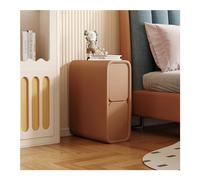 SXZenSpace Narrow Sofa Side Table|Minimalist Slim Bedside End Table with 2 Drawers|Microfiber Leather Nightstand Wood Bedroom Furniture for Small Spaces,Orange,35cm