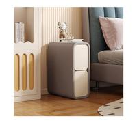 SXZenSpace Narrow Sofa Side Table|Minimalist Slim Bedside End Table with 2 Drawers|Microfiber Leather Nightstand Wood Bedroom Furniture for Small Spaces,B+W,35cm