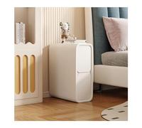 SXZenSpace Narrow Sofa Side Table|Minimalist Slim Bedside End Table with 2 Drawers|Microfiber Leather Nightstand Wood Bedroom Furniture for Small Spaces,White,35cm