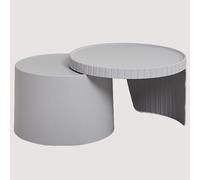 SXZenSpace Nesting Coffee Table Set of 2, Circle Side Modern, PP Material, No Need Assembly, for Living Room, Bedroom Balcony(Grey)