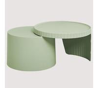 SXZenSpace Nesting Coffee Table Set of 2, Circle Side Modern, PP Material, No Need Assembly, for Living Room, Bedroom Balcony(Green)