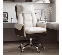 SXZenSpace Office Chair Swivel,Desk Adjustable Computer Reclining with Lumbar Support,Headrest,Wheels,for Home Office,Study,Working,Executive,Living,Bedroom,Hotel,Dining Room(White Brown)