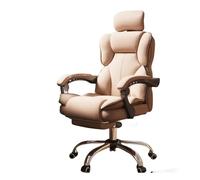 SXZenSpace Office Gaming Computer Desk Chair Swivel,Adjustable Height,Footrest-Ergonomic,Home Boss Leather for Heavy People,Reclining Back,for Study,Working,Executive,living,bedroom (Khaki)