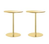 SXZenSpace Scandinavian Gold Round Metal Side Table Set Modern Accent Tables for Living Room Bedroom Balcony Office Stylish 2 Piece Pedestal Design