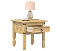 SXZenSpace Side Table Corona Rustic Solid Pine Wood 50 cm Cube Bedside End with Drawer Honey Wax Finish Robust Modern Accent for Living Room Bedroom Hallway