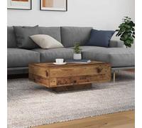 SXZenSpace Small Coffee Table 85 x 55 31 cm with LED Strip Lights, Old Wood Engineered Modern Low Centre for Living Room