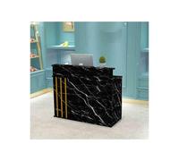 SXZenSpace Small Reception Desk Retail Counter For Checkout Cashier Workstation Computer Receptionist Table Modern With Drawers Retail, Lobby, Salon, Office(Black stone p
