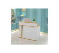 SXZenSpace Small Reception Desk Retail Counter For Checkout Cashier Workstation Computer Receptionist Table Modern With Drawers Retail, Lobby, Salon, Office(White maple c