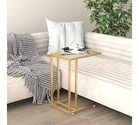 SXZenSpace Small Side Table 50x35x65 cm Tempered Glass and Gold Frame, Modern End for Living Room, Bedroom or Hallway, Easy Assembly