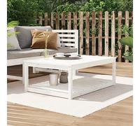 SXZenSpace Solid Pine Outdoor Coffee Table 121x82.5x45 cm White, Garden Patio Storage Shelf