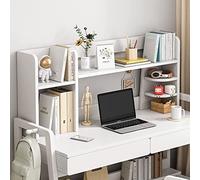 SXZenSpace Solid Wood Computer Desk Bookcase with 2 Layers of Book Storage Multipurpose Countertop Bookshelf (C80x20x48cm)