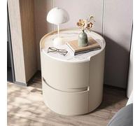 SXZenSpace Solid Wood Fashion Nightstand,Rotundity Night stand Durable Top Modern with 2 Drawer Bedside Table End Side for Bedroom, Living Room,beige,50x50cm(20x20inch)