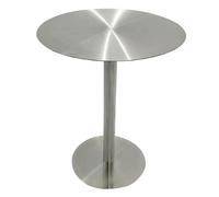 SXZenSpace Stainless Steel Round Bar Table 24in Tall Pub Dining with Sturdy Base for Bistro Kitchen Living Room Elegant Cocktail Side in Silver