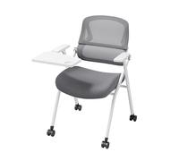 SXZenSpace Student Chair with Desk Attached, Ergonomic Foldable Computer Chair, Mesh Guest Reception Chairs for Conference Room, Meeting, Use(Grey2)