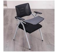SXZenSpace Student Chair with Desk Attached, Foldable Stacking Computer Breathable Back, Ergonomic Tablet Arm Chairs for Conference Room, Meeting, Use(Black)