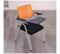 SXZenSpace Student Chair with Desk Attached, Foldable Stacking Computer Breathable Back, Ergonomic Tablet Arm Chairs for Conference Room, Meeting, Use(Orange)