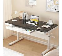 SXZenSpace Table Study, Liftable Computer Desk, Adjustable Height 60-80cm, Glass Panel Standing Desk with Hidden Keyboard Storage, for Home Office