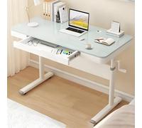 SXZenSpace Table Study, Liftable Computer Desk, Adjustable Height 60-80cm, Glass Panel Standing Desk with Hidden Keyboard Storage, for Home Office
