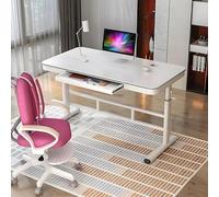 SXZenSpace Table Study, Liftable Computer Desk, Adjustable Height 60-80cm, Glass Panel Standing Desk with Hidden Keyboard Storage, for Home Office