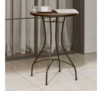 SXZenSpace Terracotta Mosaic Bistro Table, 50 x 70 cm Ceramic Garden Coffee Table with Powder-Coated Iron Frame, Robust Outdoor/Indoor Side for Patio, Balcony, Deck