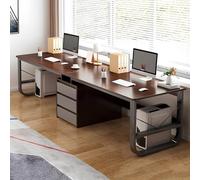 SXZenSpace Two Person Office Desk with 3 Drawers, Large Wooden Double Computer Table Writing Study Desk, Modern Dual Gaming for 2 People, Home Office(Walnut,240 * 48 73cm)