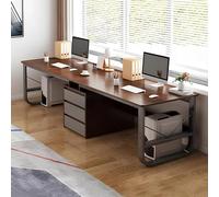 SXZenSpace Two Person Office Desk with 3 Drawers, Large Wooden Double Computer Table Writing Study Desk, Modern Dual Gaming for 2 People, Home Office(Walnut,200 * 48 73cm)
