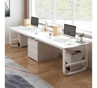 SXZenSpace Two Person Office Desk with 3 Drawers, Large Wooden Double Computer Table Writing Study Desk, Modern Dual Gaming for 2 People, Home Office(White,240 * 48 73cm)
